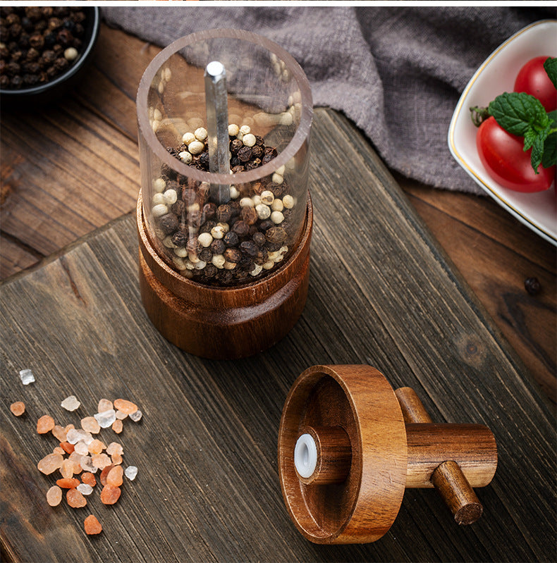 Salt & peberkværn i akacietræ og gennemsigtigt akryl - Salt & Peber